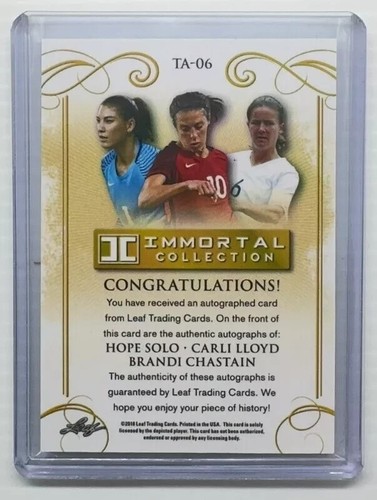 Collezione Leaf Immortal 2018 Hope Solo Carli Lloyd Brandi Chastain Auto /10 - Foto 2 di 2