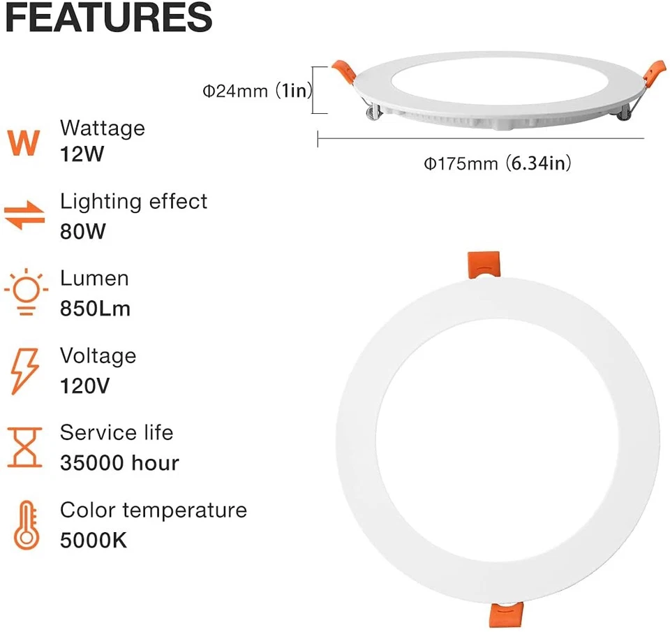12 Pack 4 inch Slim LED Downlight Integrated Junction Box 10W (65W) 3/4/5000K - Image 4 of 4