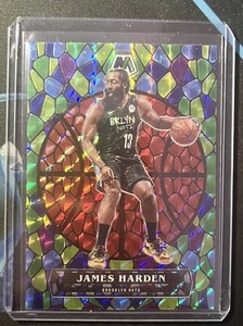 JAMES HARDEN 2020-21 PANINI MOSAIC BASKETBALL #8 STAINED GLASS PRIZM NETS NM-MT