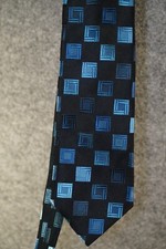 BCBG Attitude Tie Blue Square Pattern Geometric Silk Blend Modern Menswear