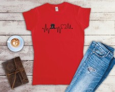 Flat Coated Retriever Heartbeat Ladies Fitted T Shirt Sizes Small-2XL