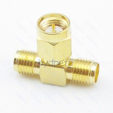 T type SMA male plug to 2 double SMA female jack RF Connector Adapter