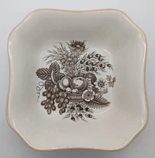 Vintage Spode Copeland Provincial Vegetable Serving Dish Bowl Tan Fruit Flowers