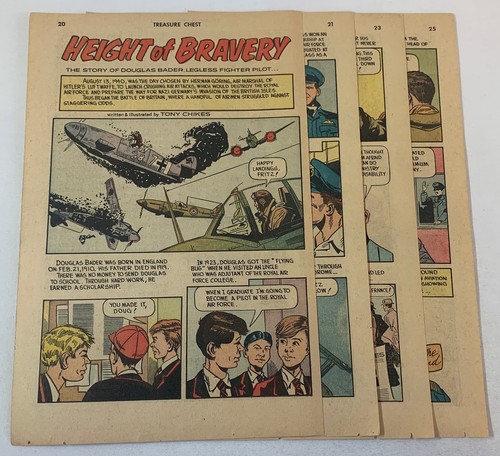 1968 six page cartoon story ~ legless fighter pilot DOUGLAS BADER ~ WWII