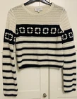 La Ligne Jumper Sweater Cotton Crochet White With Navy Stripes Size S Great Cond