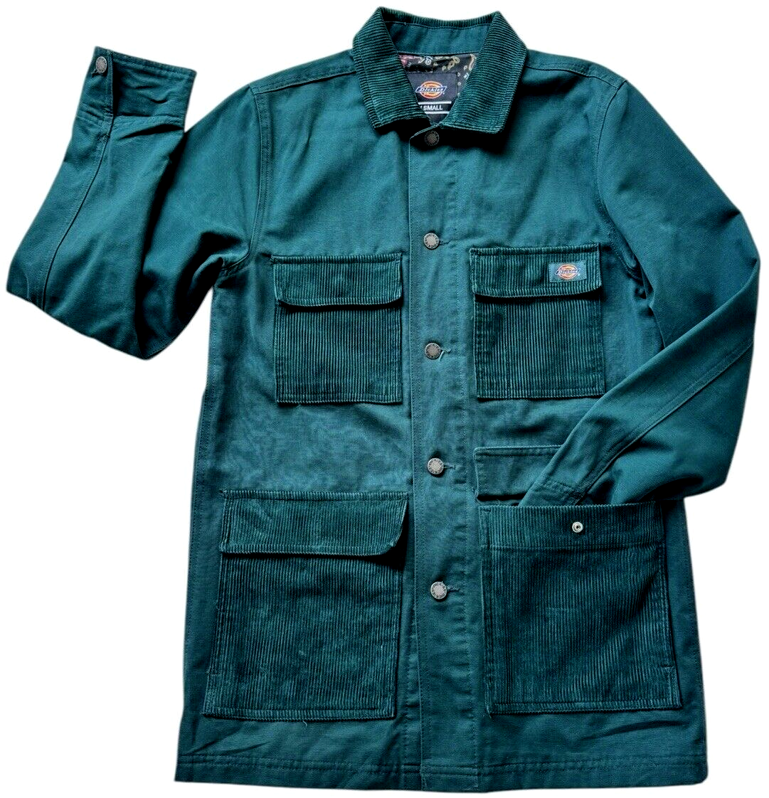 Dickies Reworked Chore Coat Mens size X-Small Green Denim Collared