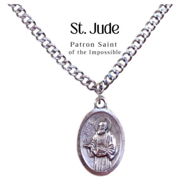 Saint Jude Round Pendant Necklace In Solid Sterling Silver Pray For Us - Foto 10