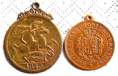 Großbritannien; 2 Medaillen von 1823 (?) und aus 1902 bis 1910; Bronze: 9,16 g - Bild 1 von 2