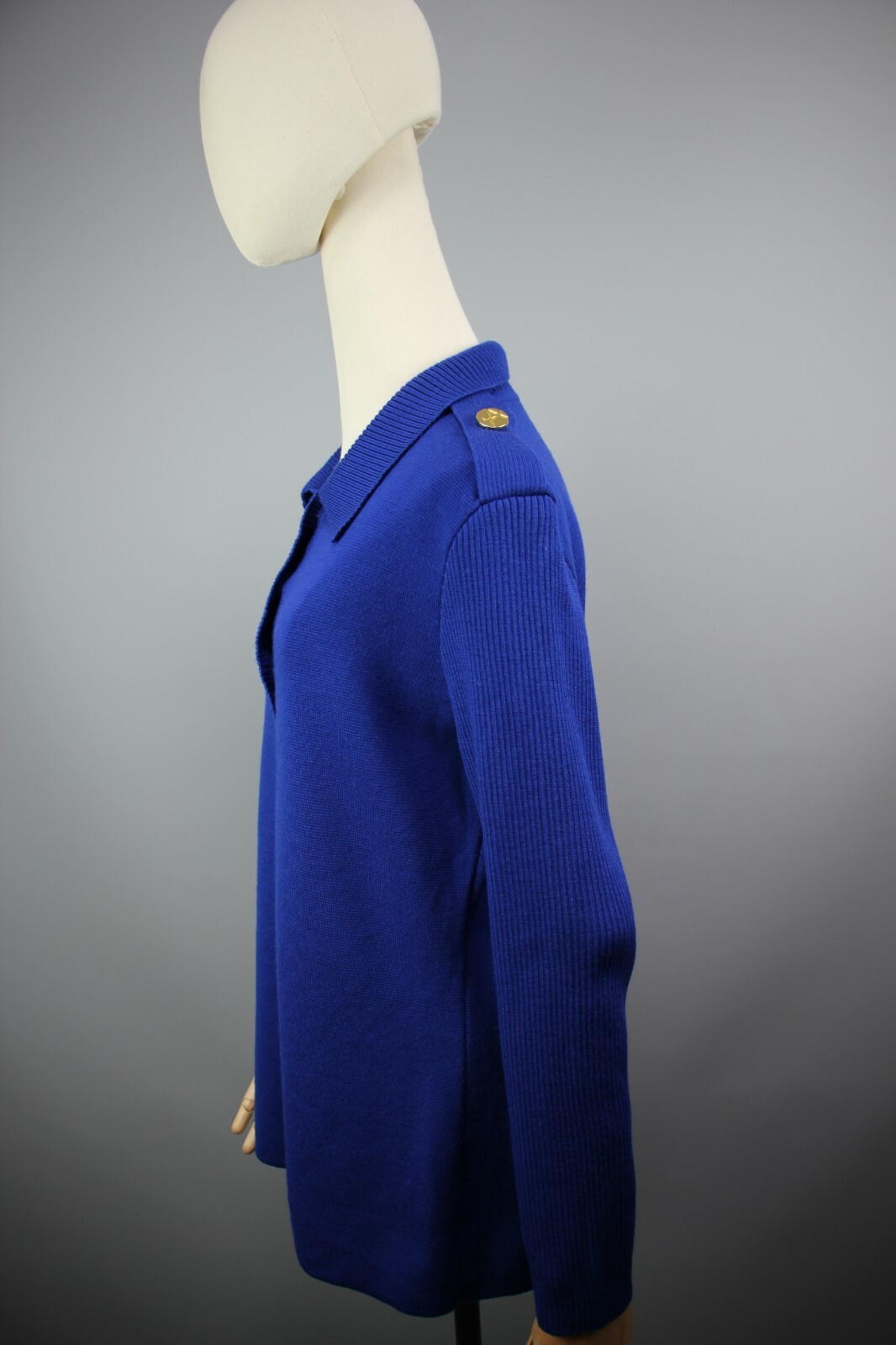 Maglione YSL YVES SAINT LAURENT VARIATION Bottoni Oro LANA Blu Taglia S