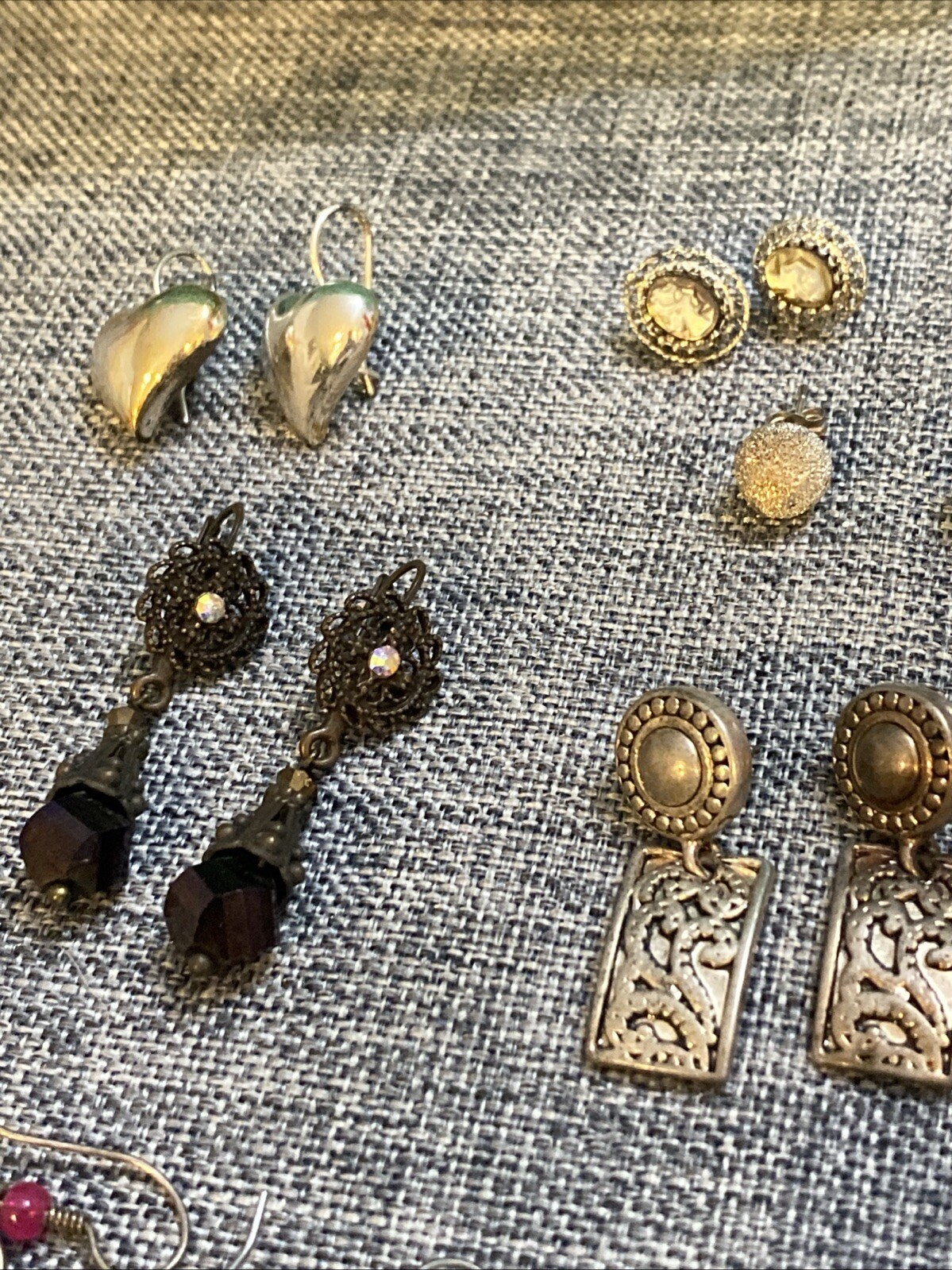 Vintage Estate (10) Pairs Silvertone Pierced Earr… - image 7