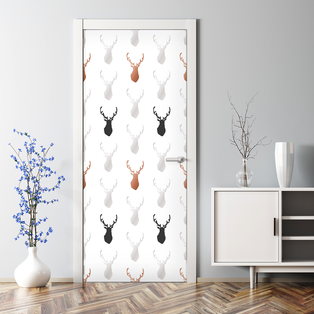 Oh Deer Animal Decal - Bubble-Free Self-Adhesive Wild Animals Door Sticker