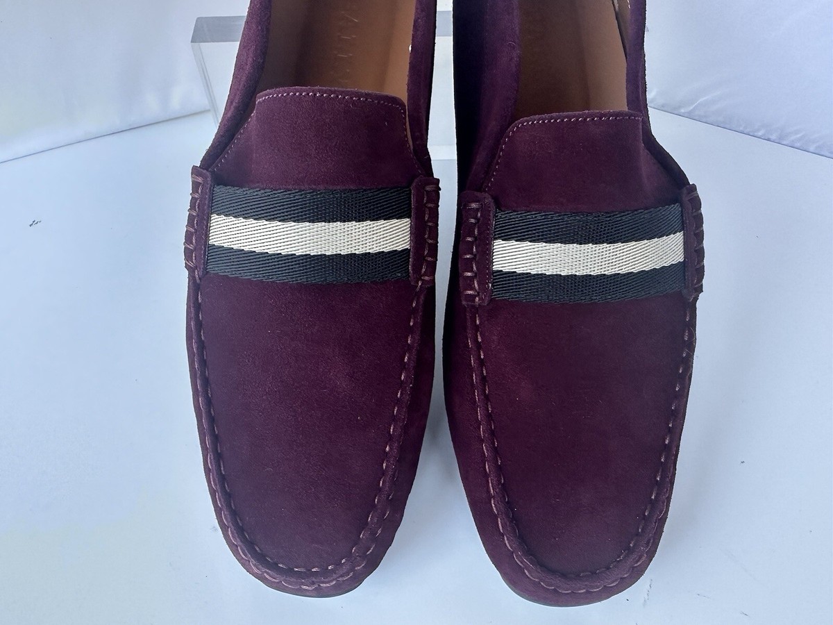 Bally Pearce Suede Drivers Burgendy Vine Mens Size 10d for  display picture 1