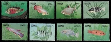 Uganda 1990 - FISH Marine Life - Set of 8 Stamps - Scott #859-66 - MNH