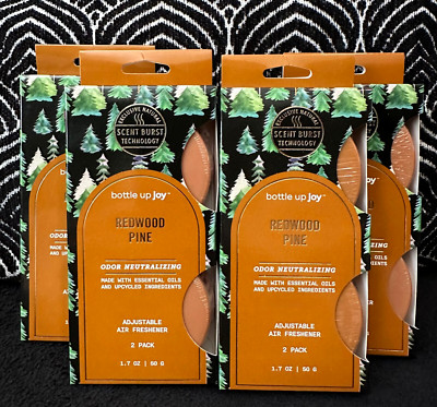 8ct BOTTLE UP JOY REDWOOD PINE AIR FRESHENER ODOR NEUTRALIZER ADJUSTABLE DISKS