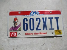 Ohio  Share the Road  license plate # 602 XIT