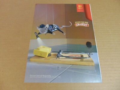 2003 SMIRNOFF Suspended Mouse Gets Cheese Out of Trap vintage art print ad 