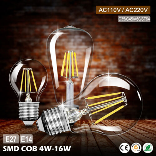 tsleen e14 e27 screw filament led bulb candle drop lights novel edison lamps 3D
