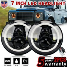 E-Mark Pair 7'' Inch Led Headlights Halo DRL For Land Rover Defender TD4 TD5