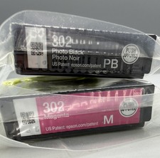 Genuine Epson 302 Ink Cartridges - Black  Magenta Only Sealed - No Box
