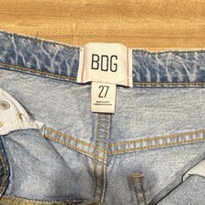 BDG High Rise Cut Off Denim Shorts Size 27 Blue Frayed Hem Distressed