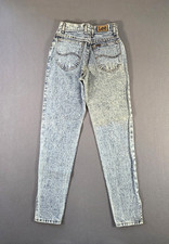 Vintage Lee Jeans Womens 9 27x31 Acid Wash Denim Ankle Zip High Rise Made USA