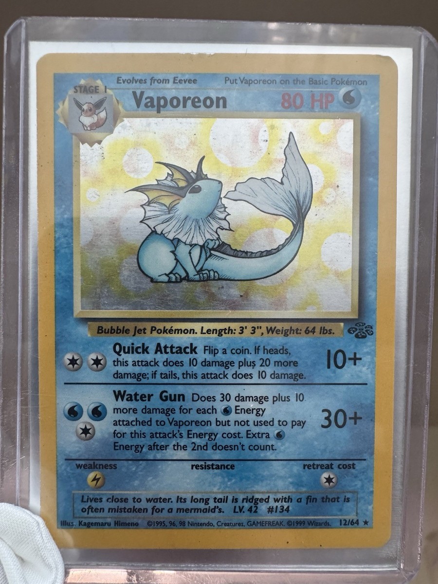Pokmon TCG Vaporeon Holo Rare Card Jungle, 12/64 | eBay