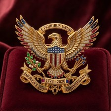 US 250th Anniversary Brooch Pin, Patriotic Bald Eagle Rhinestone Lapel Pin Jewel
