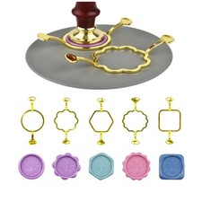 2/5PC Metal Wax Seal Kit with Round Flower Shape Mold Shapes for Wax Seal Stamp