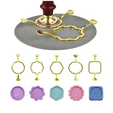 2/5PC Metal Wax Seal Kit with Round Flower Shape Mold Shapes for Wax Seal Stamp