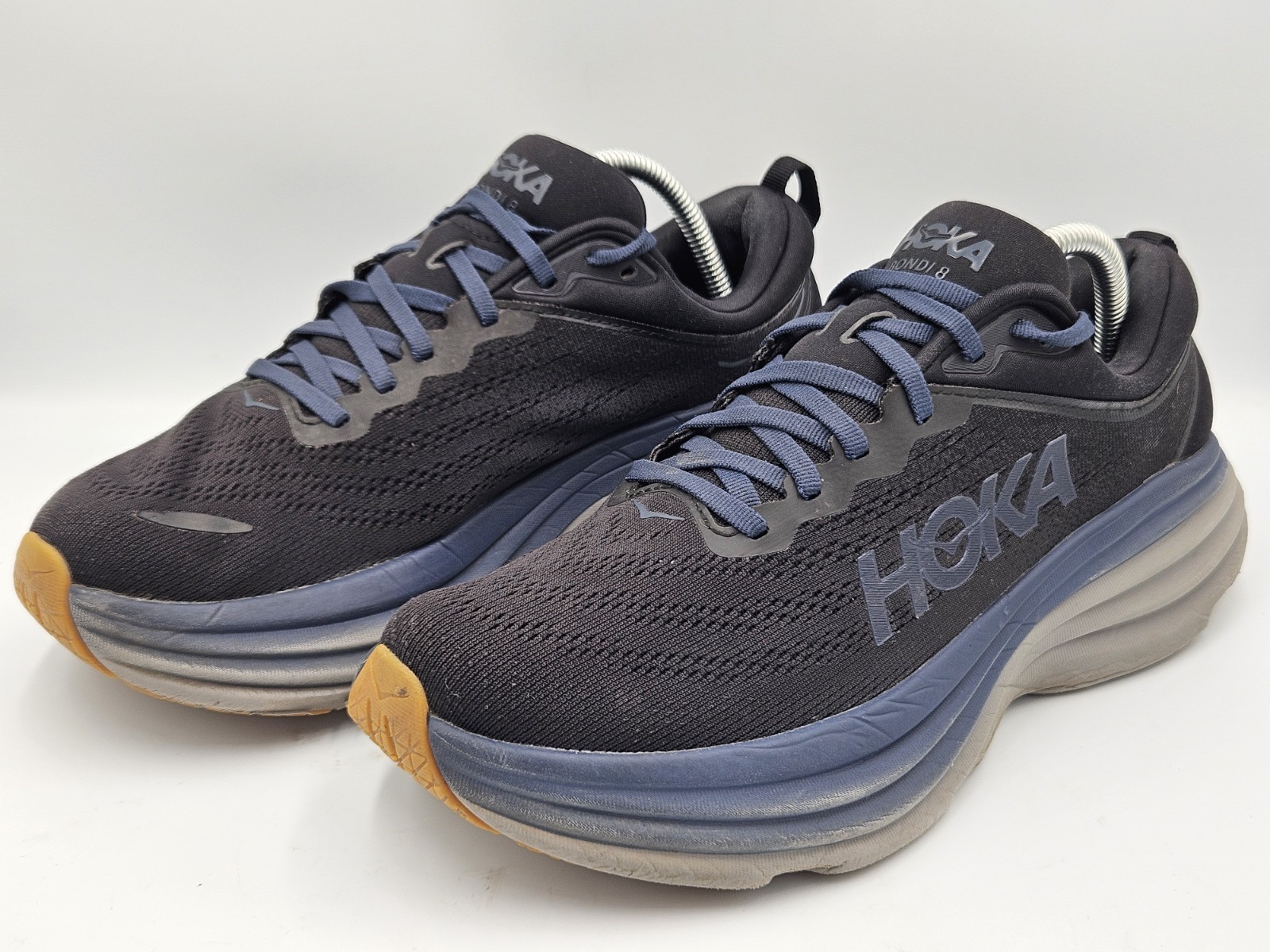 Hoka One One Bondi 8 Black Blue Running Shoes Mens Size 9 D 1123202 BCKRN thumbnail 2