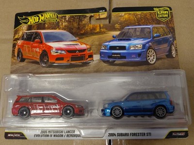 Hot Wheels 2005 Mitsubishi Lancer Evolution IX Wagon & 2004 Subaru Forester STI