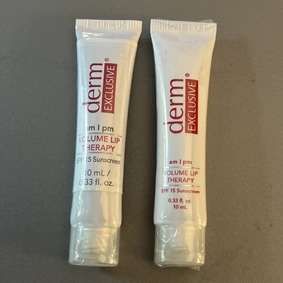 NEW 2 Tubes Derm Exclusive AM/PM Volume Lip Therapy 0.33oz SEALED