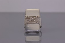 Sterling Silver 27mm Rectangular Wire Wrapped Crisscross Band Ring 13g 925 Sz: 6