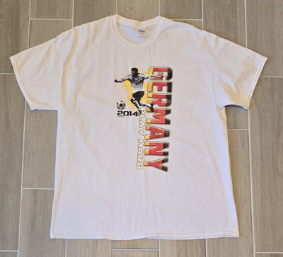 Germany Soccer Shirt XL Graphic Print ''Play Hard'' 2014 World Cup Champions 
