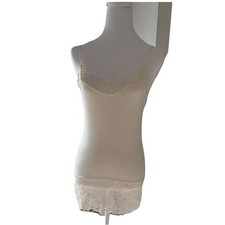 White House Black Market Women  s White Lace Trim Camisole Tank Top XS