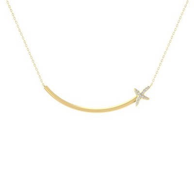 10K Gelbgold natürlicher Diamant Mode Anhänger Halskette 18'' Silber Kabel Kette