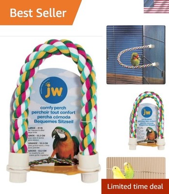 Versatile 21'' Rope Bird Perch - Supports Joint Health for Macaws & More