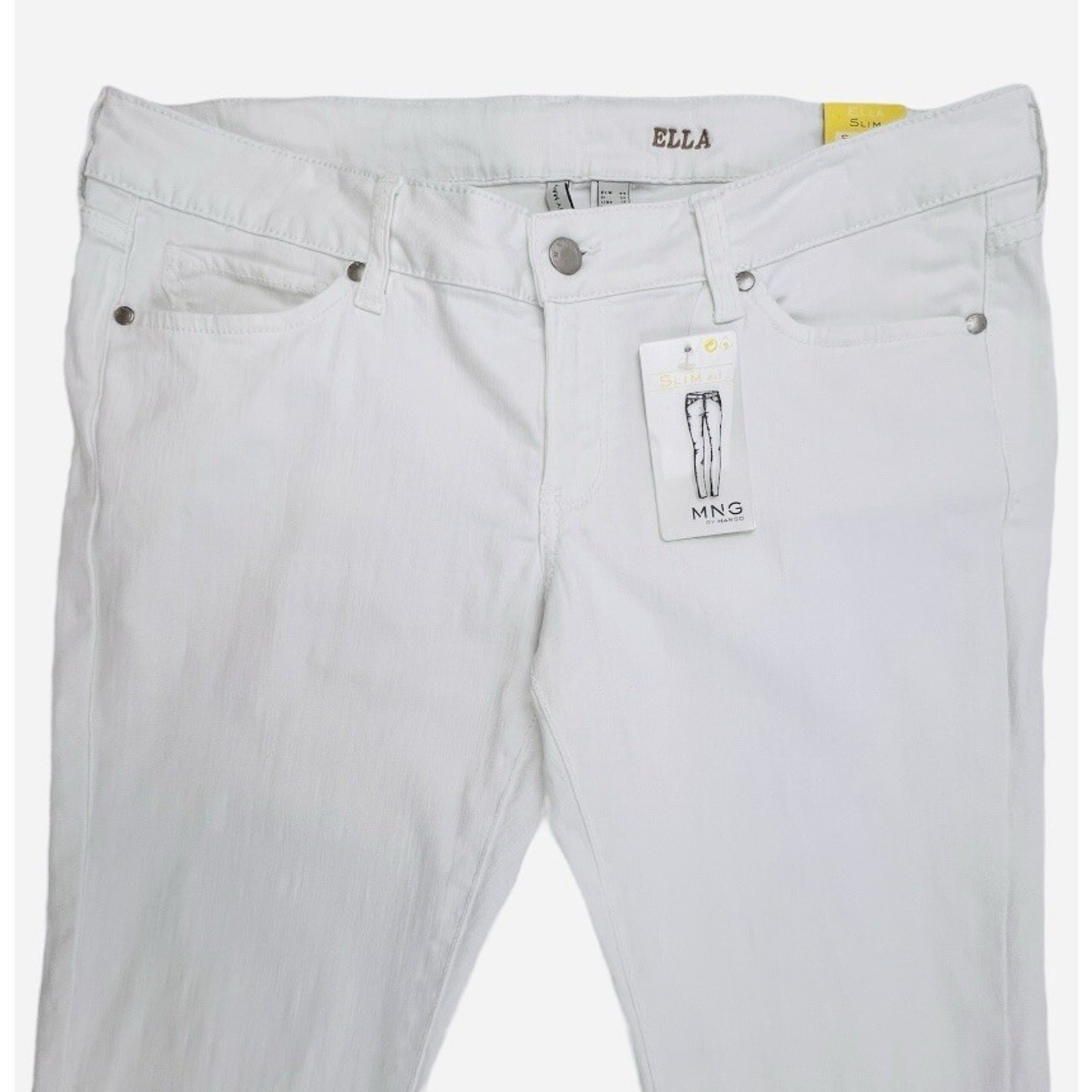 NEW MNG by Mango Ella Jeans Womens 12 White Slim Fit Low Rise thumbnail 3