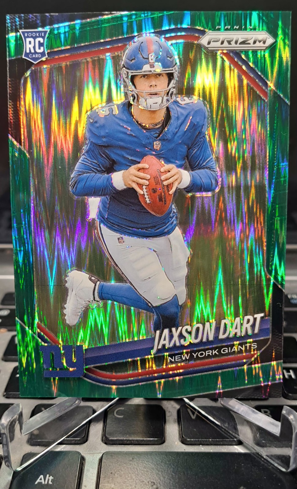 2025 Panini Prizm - Rookies Jaxson Dart #332 Green Flash Prizm (RC)