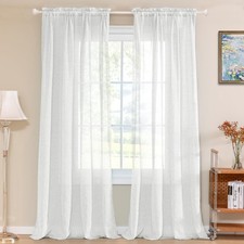 Linen Curtains 84 for Bedroom Natural Linen Panels Casual Weave Textured Priv...
