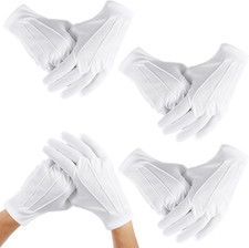 4 Pairs White Formal Gloves Parade Marching Band Uniform Costume Gloves 8.66 in