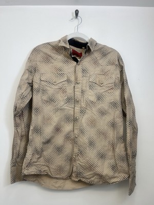 Western Vintage Shirt Mens Patron Brown Medium Long Sleeve
