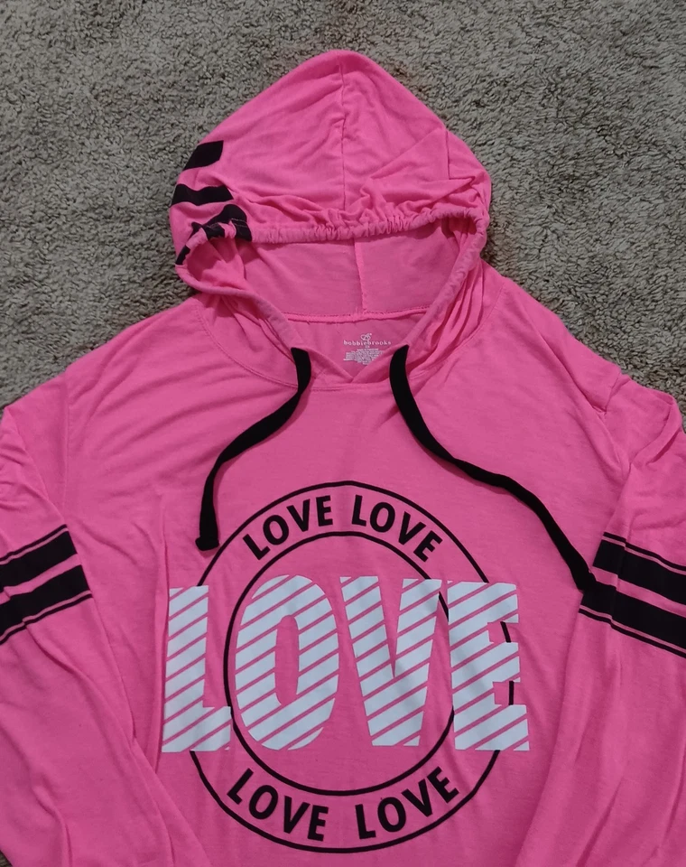 Женская толстовка с капюшоном Bobbie Brooks размер 2X розовая любовь на шнурке - Изображение 2 из 4