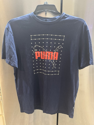 PUMA Men Reflective Graphic Tee T-Shirt Navy Size M