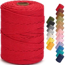 4mm x 328 Yards Macrame Cord Soft Colored Cotton Rope Scarlet Red Craft