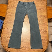 Vtg 70s Levi  s 646 Green Corduroy Flared Bell Bottom Pants 36 Black Belt Loops