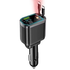 5-in-1 Fast Car Charger 69w Foldable Retractable USB-C Cable for iPhone/Samsung