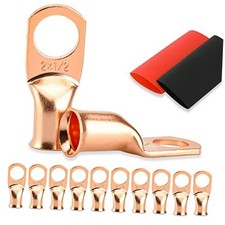 10pcs Battery Cable Ends 2 Gauge Wire Connectors 12 Copper 2awg12m12