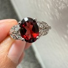 925 Sterling Silver Ring 8x6mm Natural Rhodolite Garnet Gemstone Zircon Flower — photo 8