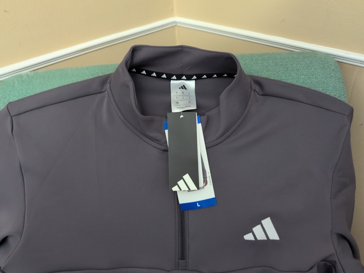 Adidas 1/4 Zip Longsleeve Layering Active Top Large Mens NEW Gray